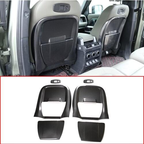 ABS Carbon Fiber,For Land Rover Defender 90 110 2020-2022,Car Rear Row Seat Back Anti-kick Cover Decoration Panel Accessories