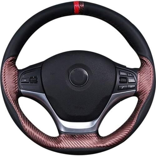 Carbon Fiber Texture Steering Wheel Cover 37/38CM DIY Braid On Steering Covers Fashion Sport Car Styling with Needle and Thread