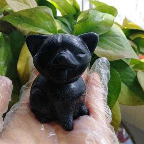 Black Obsidian Healing Dog Natural Mineral Handmade Crystal Animal wholesale