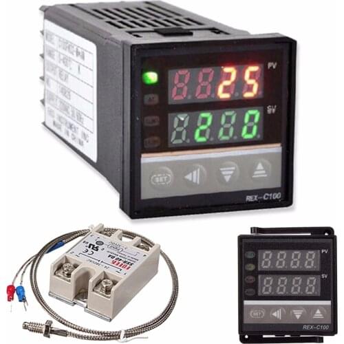 Digital LCD PID REX-C100 Temperature Controller Set + K Thermocouple + Max.40A SSR Temperature Controller