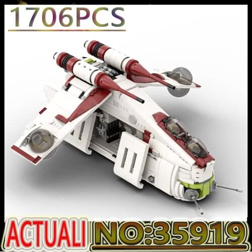 Hot 1707PCS Star Series Wars MOC-35919 The Republic Gunship Model Building Block Kids Toy Childrens Christmas DIY Birthday Gift