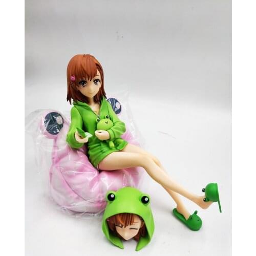 14cm Toaru Kagaku no Railgun T Mikoto Misaka Gekota Sitting PVC Movable Action Figure Model toys Anime Dolls Collectible Gifts