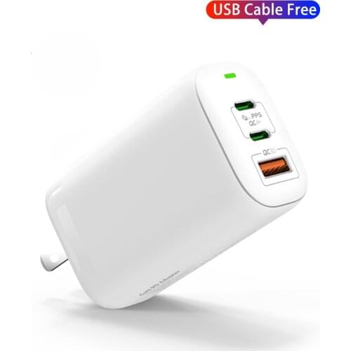 ILEPO 3 Ports 65W GaN USB C Charger For iPhone iPad Xiaomi Laptop Outdoor Travel Fast Charger PD 3.0 QC 3.0 4.0 Quick Charger