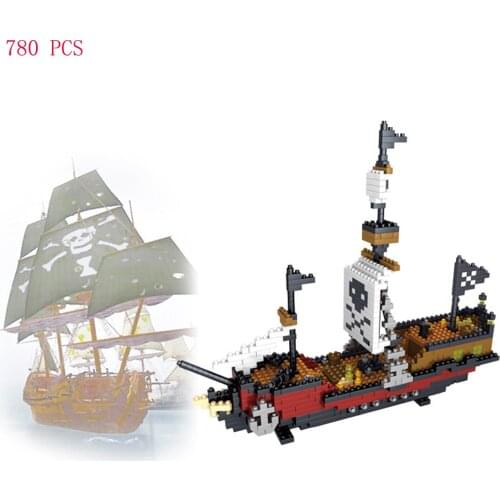 Hot classic movie creators one Pirates of the Caribbean Black Pearl ship model bricks minicraft micro diamond blocks toys gift