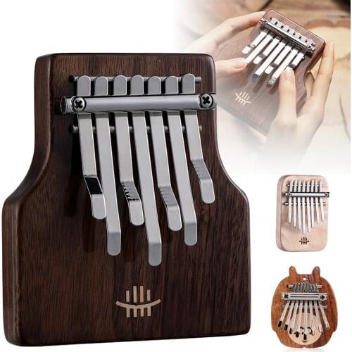 Mini 8 Tone Kalimba Thumb Piano Children Performance Keyboard Musical Instrument Maple Sapele Walnut Finger Piano Birthday Gift