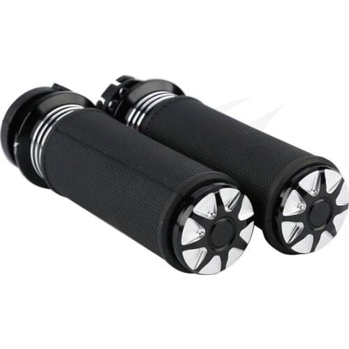 Motorcycle Black CNC 1“ Handlebar Hand grips For Harley Touring Road King Electra Glide