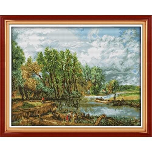 Riverside cross stitch kit aida 14ct 11ct count printed canvas stitches embroidery DIY handmade needlework