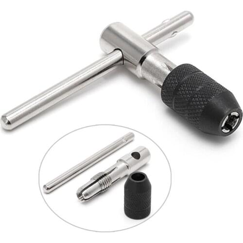 Y1UD 5 Pcs T Type Hand Screw Thread Taps Drill Kit M3 M4 M5 M6 Set w/Wrench