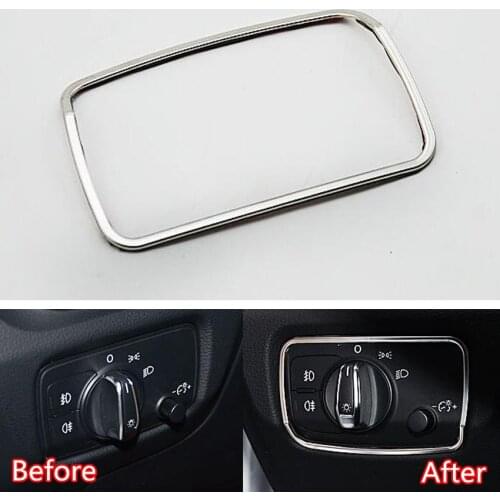 YAQUICKA Front Head Light Switch Panel Frame Trim Sticker Styling For Audi A3 8V 2012 2013 2014 2015 Stainless Steel