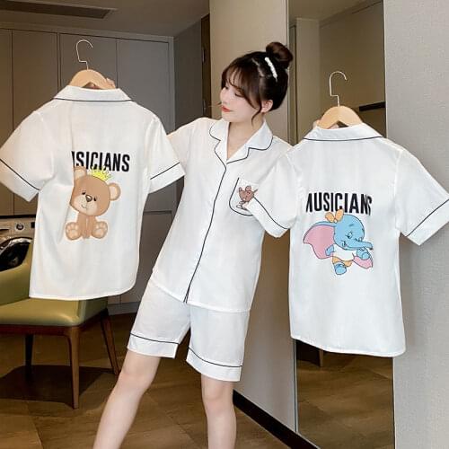 Pajama womens summer Rayon Cartoons short sleeve suit Korean online celebrity thin silk sweet students home clothes Satin