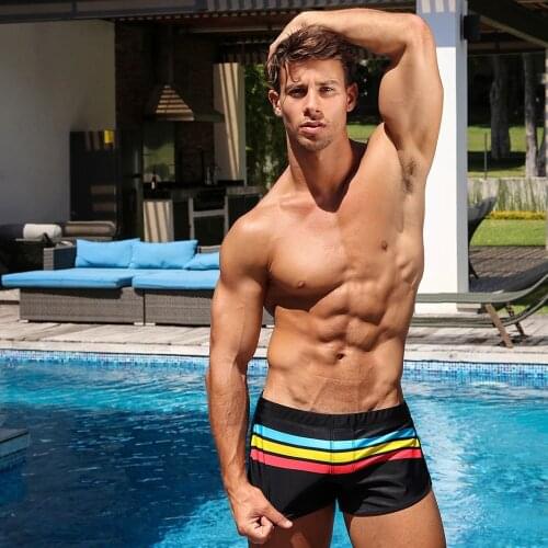 Split Shorts With Cup Swimwear Men Three-dimensional Pocket Men Swimwears Man Sports Boxer Swimwear Short Fashion Man Swimsuits