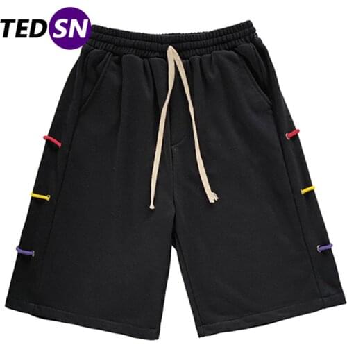 Oversized Joggers Pockets Baggy Pant Hip Hop Cargo Shorts Streetwear 2021 Summer Casual Short Lattice Rainbow Drawstring Shorts