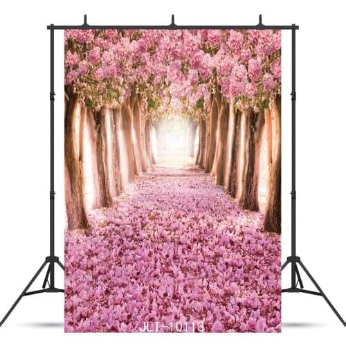 Pink Leaves Trees Walkway Vinyl Photographic Background for Wedding Children Baby New Born Backdrop Photocall Photo Studio
