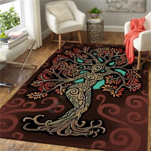 Yoga life Tree Rug Square Anti-Skid Area Floor Mat Rug Non-slip Mat Dining Room Living Room Soft Bedroom Carpet 04