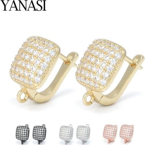 Jewelry Earrings Findings 2020 Trendy Full of Zircon Sliver/ Gold Color Earring Hooks for DIY Woman Jewellery Making Wholesale