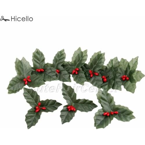 10PCS Artificial Berries and Leaves Plastic Holly Berry Christmas Wedding Birthday Party Garden Home Shop Decoration