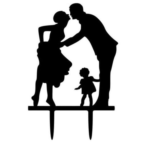 100pcs/lot Creative A family of three design wedding cake inserted card Wedding Cake Topper Party Cake Decorations