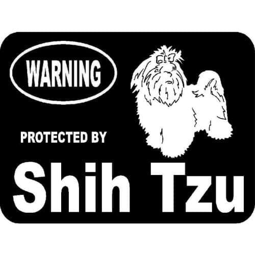 15.5cm*11.5cm Creative Fashion Protected By Shih Tzu Animal Vinyl Car Stickers C5-1928