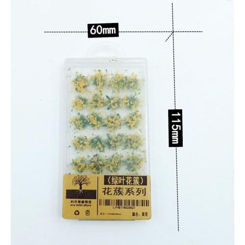 28Pcs Simulation DIY Flower Cluster Flowers Scene Model for 1:35/1:48/1:72/1:87 Scale Sand Table - Green Leaves + Yellow Flowers