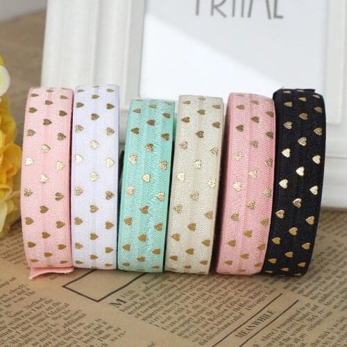 5yards/lot 5/8'' 16mm Hearts printed elastic rubber band fold over elastic foe ribbon diy accessories crafts