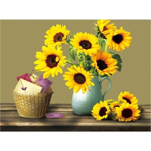 5D Full Square/Round Diamond Painting Sunflower Plant Picture Mosaic Diamond Embroidery Craft Cross Stitch Kit Home Decoration