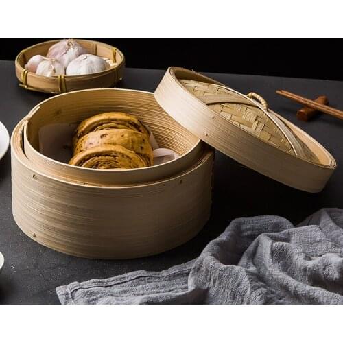 One cage bamboo steamer with lid fish dish snack basket set kitchen cooking tool dumpling steamer CY529