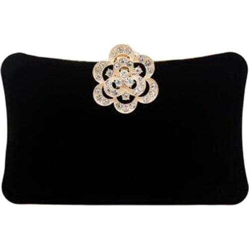 2020 velvet evening purse diamond flowers hasp wedding clutch purse luxury party wallets with chain drop shipping MN1506