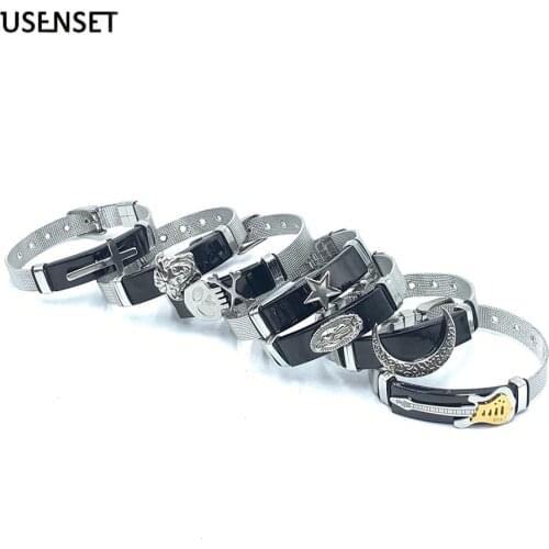 Charm Stars Moon Bracelets Stainless Steel Guitar Skeleton Bangels For Men Women Snake Jewelry Lovers Gifts