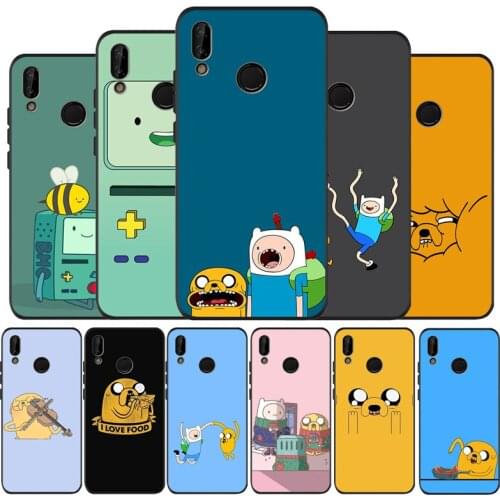 Adventure time black soft Phone Case for huawei P40 P30 P20 P10 Pro lite P9 Lite nova 4E 6SE Psmart 2019 Y6 9 Prime