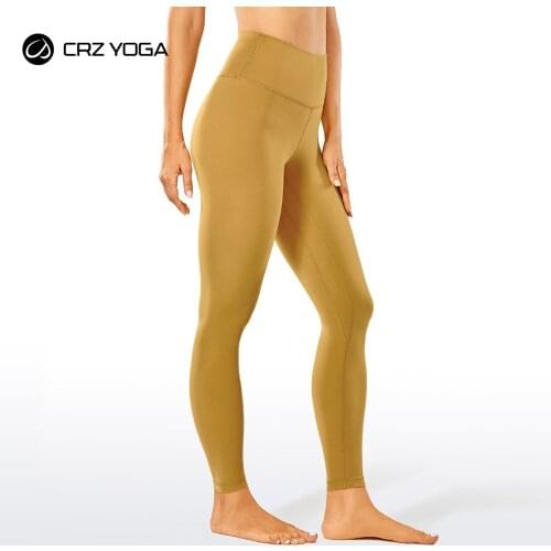 CRZ YOGA Womens Brushed Naked Feeling Yoga Leggings 25 Inches - High Waist Matte Soft Workout Tights Running Pants