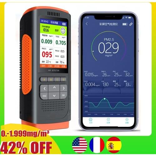Formaldehyde Detector Air Quality Monitor PM2.5 PM10 Detectors Portable Display Ndoor Air Pollution Meter Micro Dust Tester