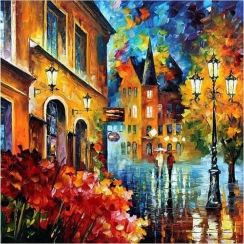 GATYZTORY DIY Painting By Numbers HandPainted Oil Painting Street View Drawing On Canvas Kill Time Unique Gift Home Decoration