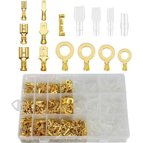 1000PCS 2.8/4.8/6.3mm Crimp Terminals Male and Female Wire Connectors Electrical Wire Spade Connectors Insulated Sleeves Kit