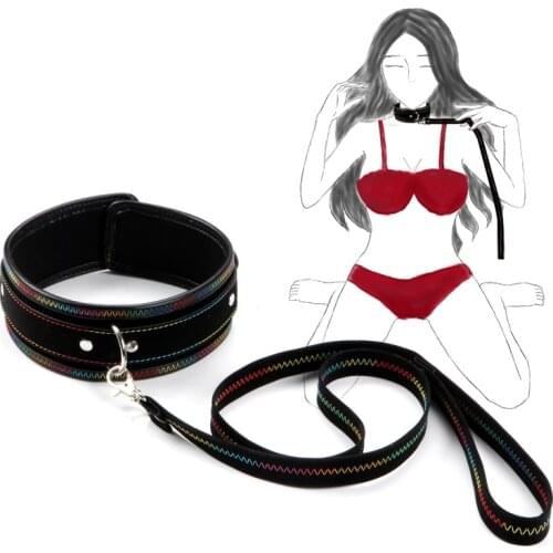 Leather collar leader handcuff ankle expandable Harness Bondage Spreader Bar Fetish Restraints whip slave metal sex Toy couple