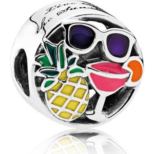 Summer Fun Charm Bead for Women Bracelet Tropic Fruits Bead Girl Lady Gift Mixed Enamel S925 Silver DIY Jewelry