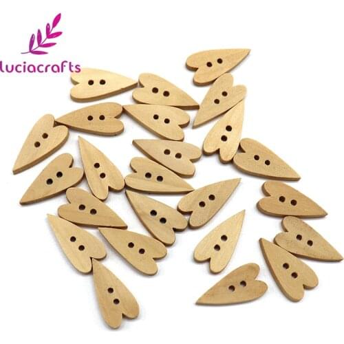 Lucia crafts 6/48pcs 2-Holes Heart Shape Wooden Buttons For Clothing DIY Sewing Accessories E0117