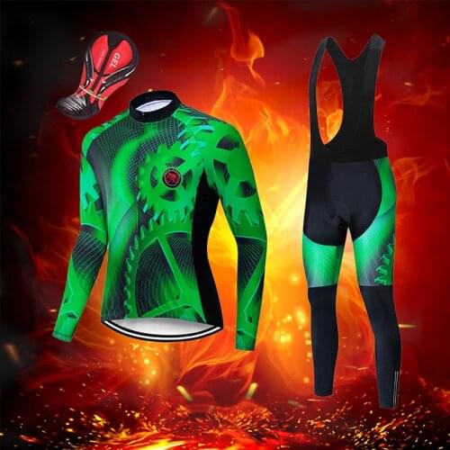 Men Winter Cycling Clothing Long Set 2021 Warm Thermal Fleece Bicycle Jersey MTB Triathlon Suit Sport Road Bike Clothes Kit Wear
