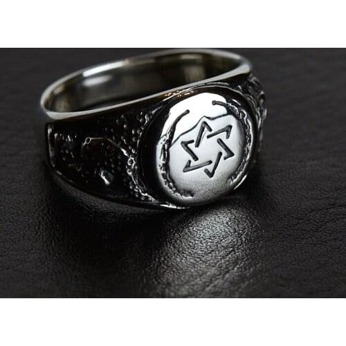 Thailand jewelry Solid 925 Sterling Silver ring Tiger back six-mango star seal male punk Thai silver rings