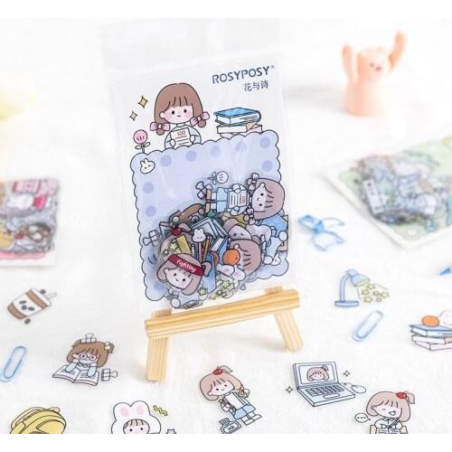 PET Cute Waterproof Kawaii Girls Sticker Journal Scrapbooking Albumn Supplies