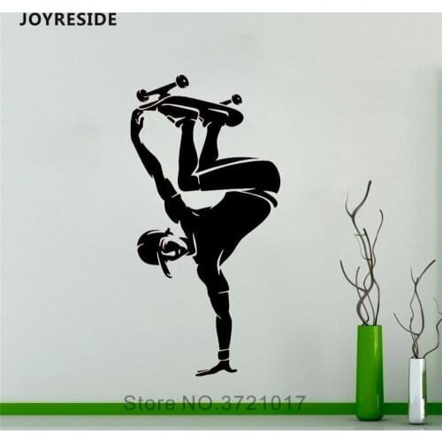 JOYRESIDE Skateboarding Wall Sport Sticker Skateboarder Decals Vinyl Living room Interior Home Playroom Bedroom Art Mural A1328