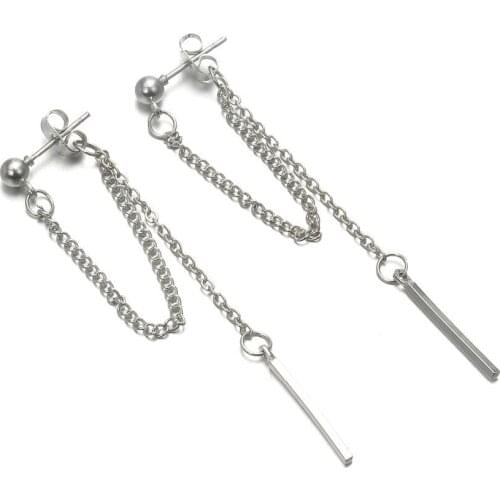 New 2021 Jewelry Fashionable Simple Individuality Womens Trend Earrings Tassel Word Rear Hanging Earrings dropshipping