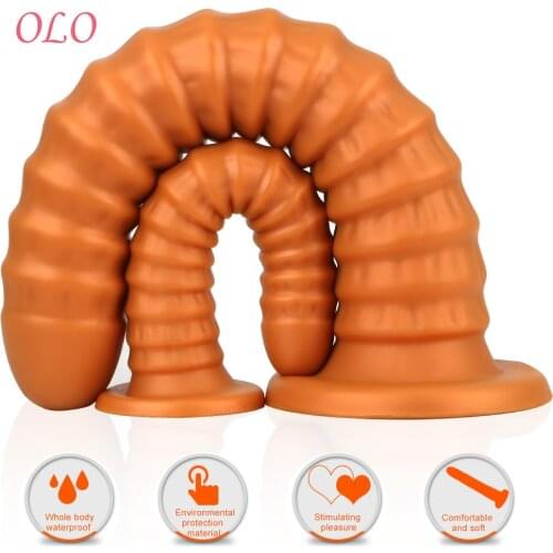 OLO Huge Butt plug Prostate Massage With Strong Sucker Sexshop Super Long Anal Beads Sex Toys for Woman Soft Dildos