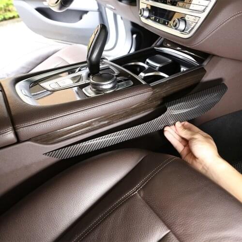 2 Pcs ABS Carbon Fiber/Silver Car Interior Central Control Side Decoration Trim For BMW 7 Series G11 G12 2017-2020 Accessories