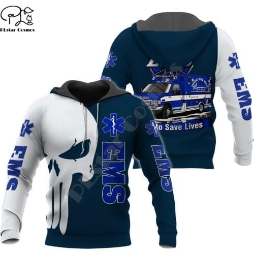 PLstar Cosmos Emergency Medical Service EMS 3D Printed Hoodies Sweatshirts Zip Hooded For Men/Women Casual Streetwear Style-E20