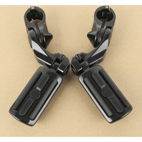 Adjustable 1.25" 1 1/4" Highway Foot Pegs For Harley Touring Road King Street Glide Black Chrome