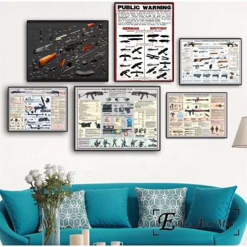 RPG AK47 Pistol Russian Weapon Chart Poster And Print Canvas Art Painting Wall Pictures For Living Room Decoration Home Decor