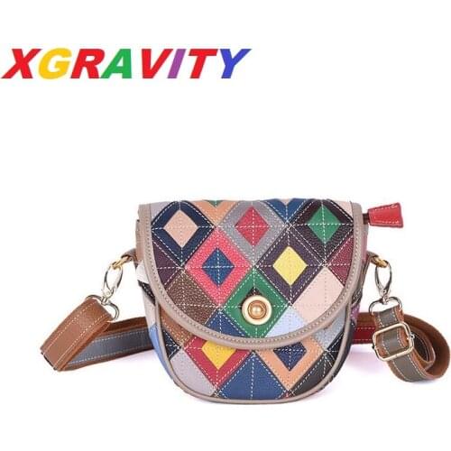 XGRAVITY Luxury Branded Small Cow Genuine Leather Fashion Bags Colorful Fashion Ladies Messenger Bags Mix Color Female Handbags