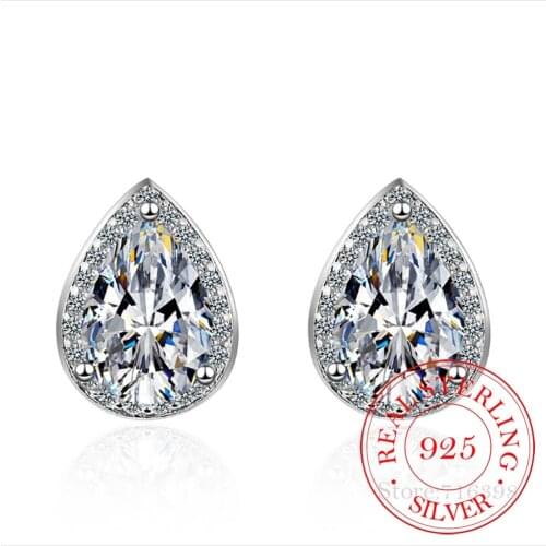 925 Sterling Silver Crystal Water Stud Stud Earrings For Women Kids 2020 Wedding Jewelry boucle d'oreille Hypoallergenic eh1358