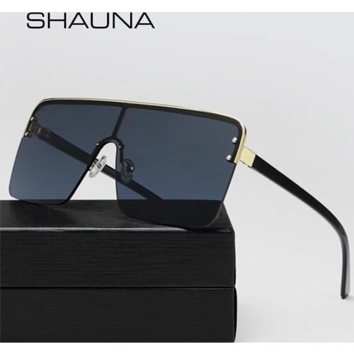 SHAUNA Oversize Half Frame Sunglasses Women Fashion Square Gradient Shades Men UV400