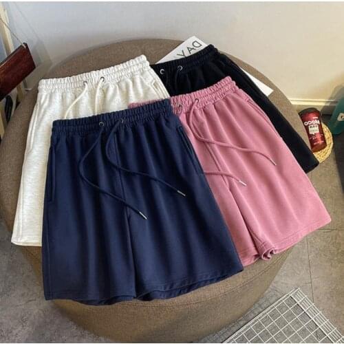 Harajuku Elastic High Waist Drawstring Shorts Women Loose Sport Summer BF Casual Running Shorts Women Biker Baggy Short